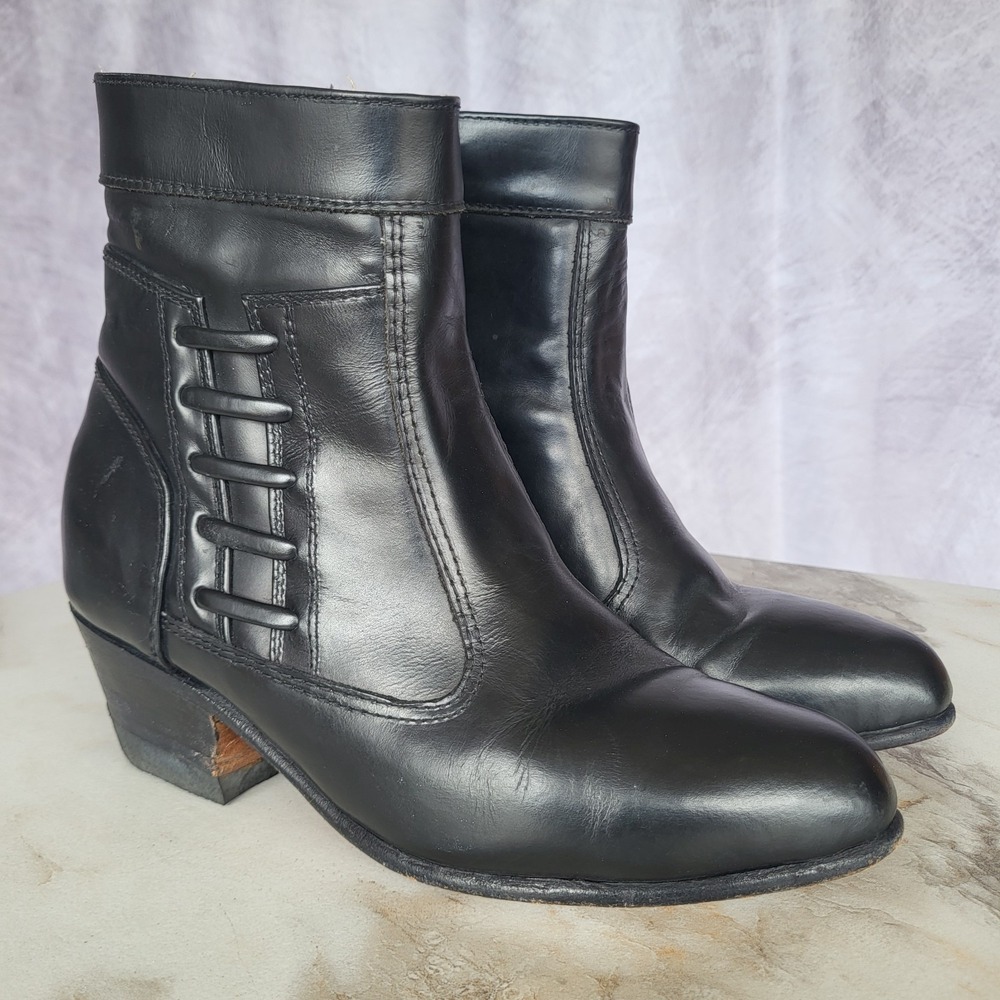 Unbranded Cuban Heel Western Ankle Boots Women's Size 8 Black